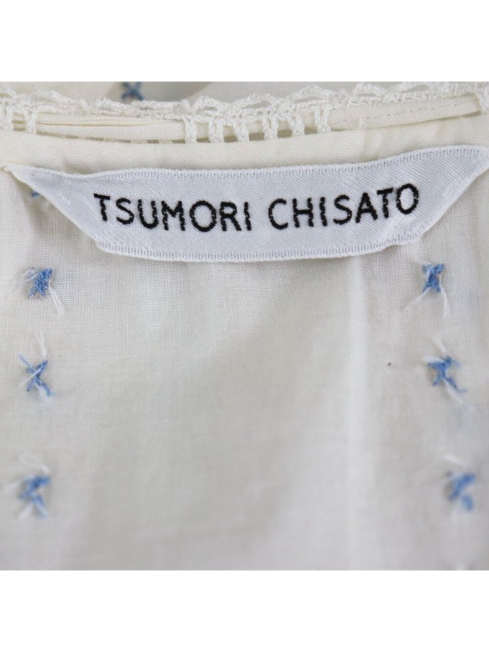 Tsumori Chisato Off White Embroidered Peasant Blouse Top M 3/4 Sleeve Cotton - Picture 2 of 16